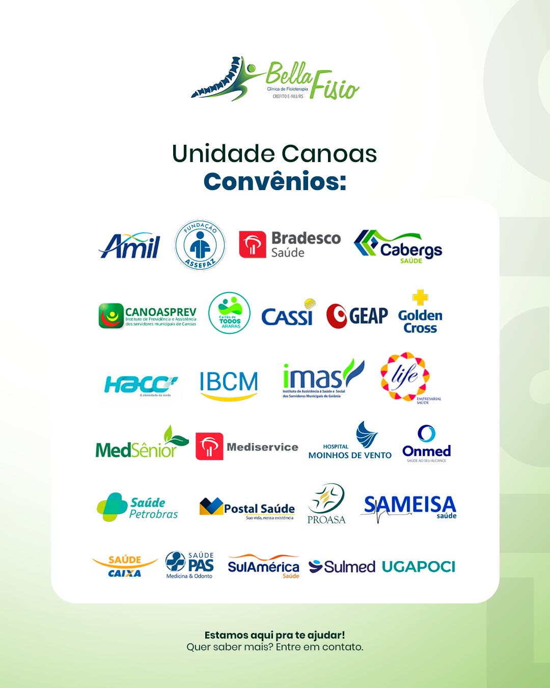Convênios Bella Fisio Canoas